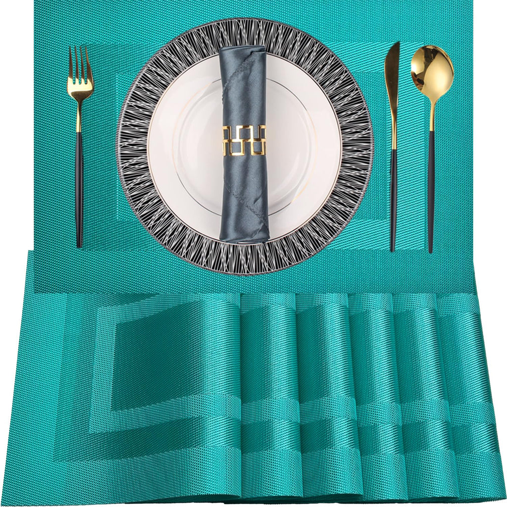 PIGCHCY Placemats,Durable Placemats for Dining Table,Washable Woven Vinyl Kitchen Placemats Set of 4 (Brown)