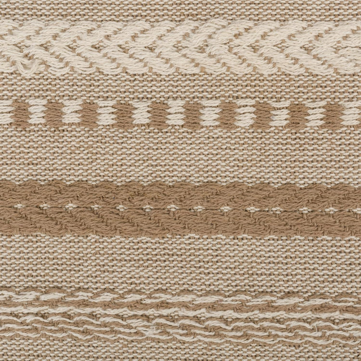 DII Braided Stripe Table Runner, 15x108 with 2.5" Fringe, Stone
