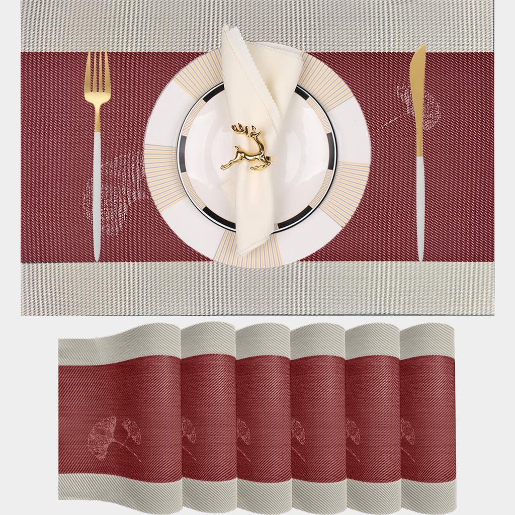 PIGCHCY Placemats,Durable Placemats for Dining Table,Washable Woven Vinyl Kitchen Placemats Set of 4 (Brown)