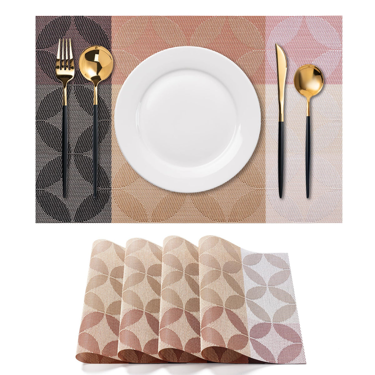 Placemats Set of 4 Washable Indoor(Beige)