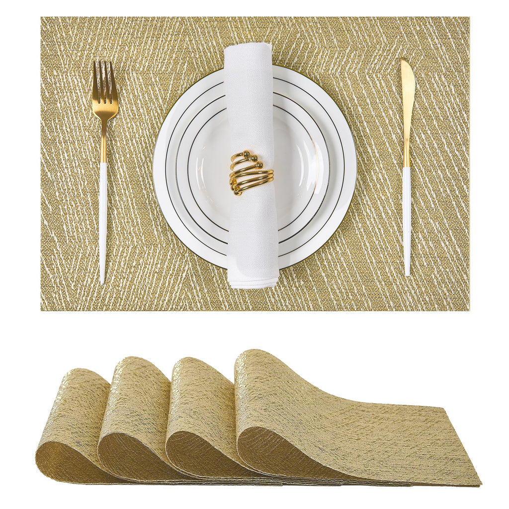 Leetaltree Light Brown Placemats Set of 8 - Heat Resistant Woven Vinyl