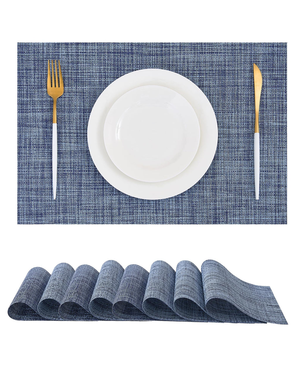 Leetaltree Bean Green Woven Placemats Set of 8 - Heat Resistant Non-Slip Place Mats for Dining Table, Washable Durable PVC Table Mats(Bean Green, 8)