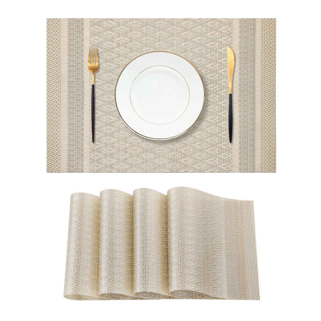 Leetaltree Light Brown Placemats Set of 8 - Heat Resistant Woven Vinyl