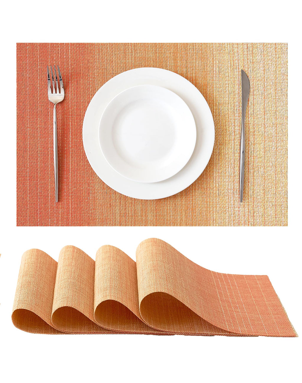 Leetaltree Light Brown Placemats Set of 8 - Heat Resistant Woven Vinyl