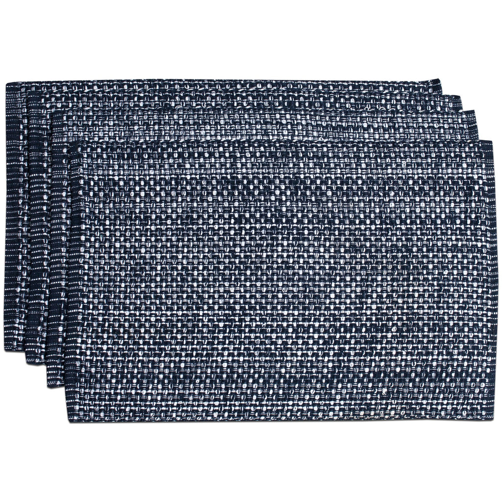 Sweet Home Collection 100% Cotton Placemats for Dining Room Rectangle Two Tone Woven Fabric 13" x 19" Soft Durable Table Mat Set, Set of 6, Eggshell