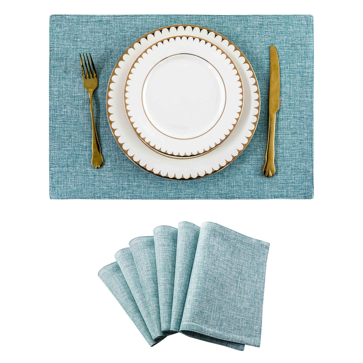 Home Brilliant Linen Placemats Set of 4 Heat Resistant Dining Table Cloth Place Mats Kitchen Table Mats Placemats Table Decor, Natural Linen