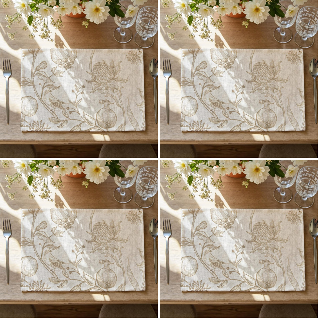 JINCHAN Linen Floral Placemats Set of 4 Farmhouse 13x19 Inch Black
