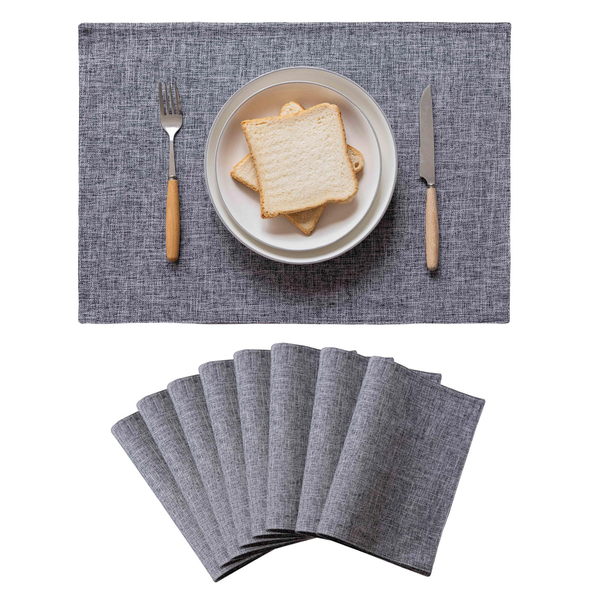 Home Brilliant Linen Placemats Set of 4 Heat Resistant Dining Table Cloth Place Mats Kitchen Table Mats Placemats Table Decor, Natural Linen