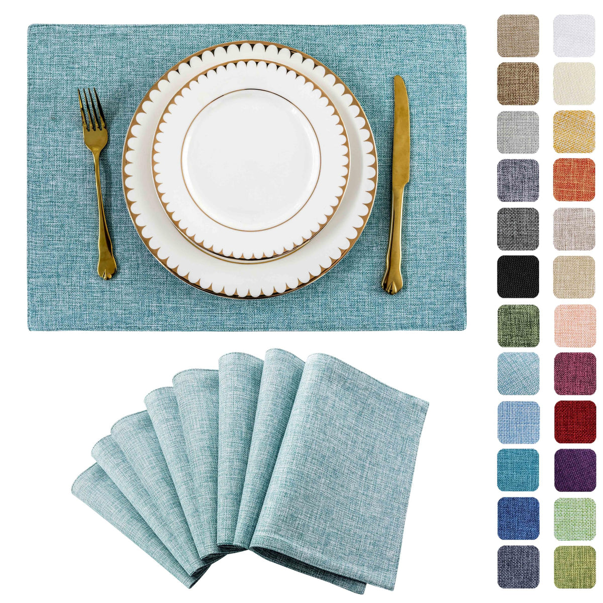 Home Brilliant Linen Placemats Set of 4 Heat Resistant Dining Table Cloth Place Mats Kitchen Table Mats Placemats Table Decor, Natural Linen