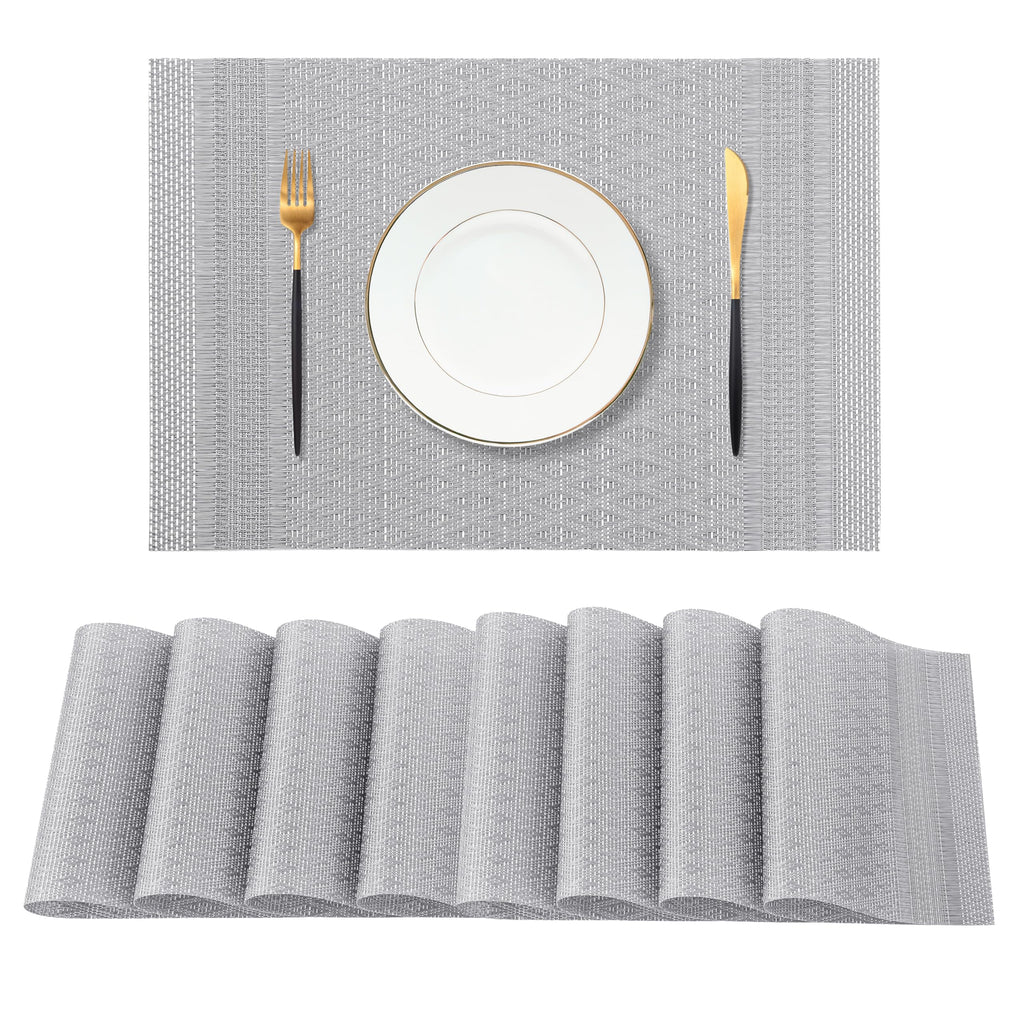 Leetaltree Beige Placemats Set of 4 - Heat-Resistant, Non-Slip Table Mats, Washable Woven Vinyl for Indoor & Outdoor Dining