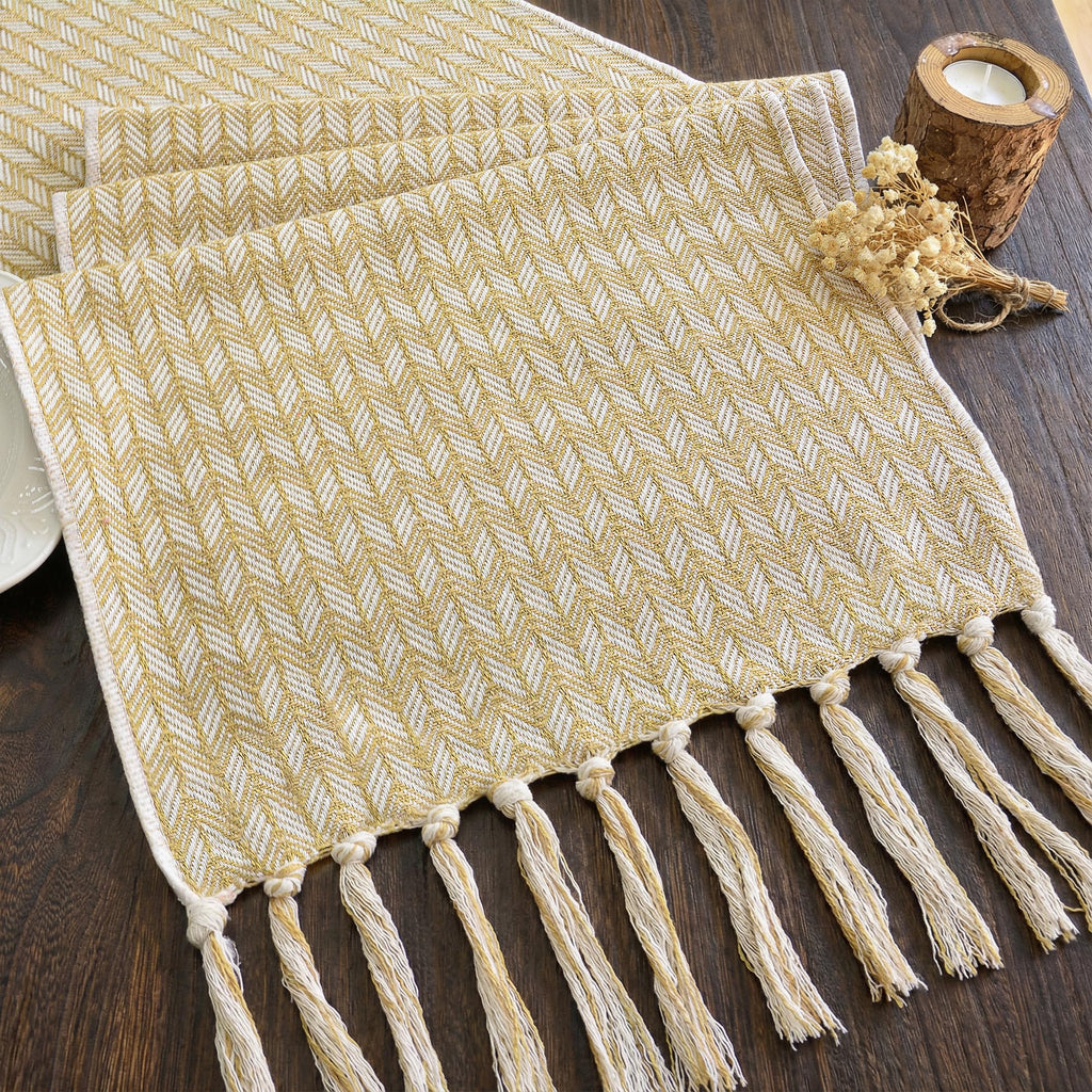FEXIA Boho Table Runner Fall Burlap Brown Coffee Table Decor 12x72 Inch