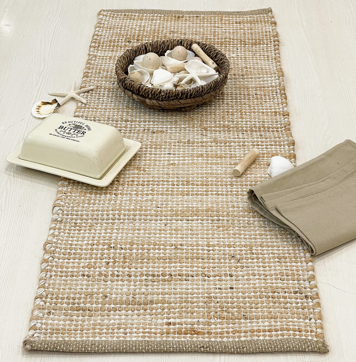 Chardin Home Natural Jute & Aqua Turquoise Placemats, Set of 4 – Rustic Handmade Boho Table Mats, 13x19 in Dining Table Placemats - Kitchen, Everyday Meals, Holidays, Farmhouse or Modern Table Décor