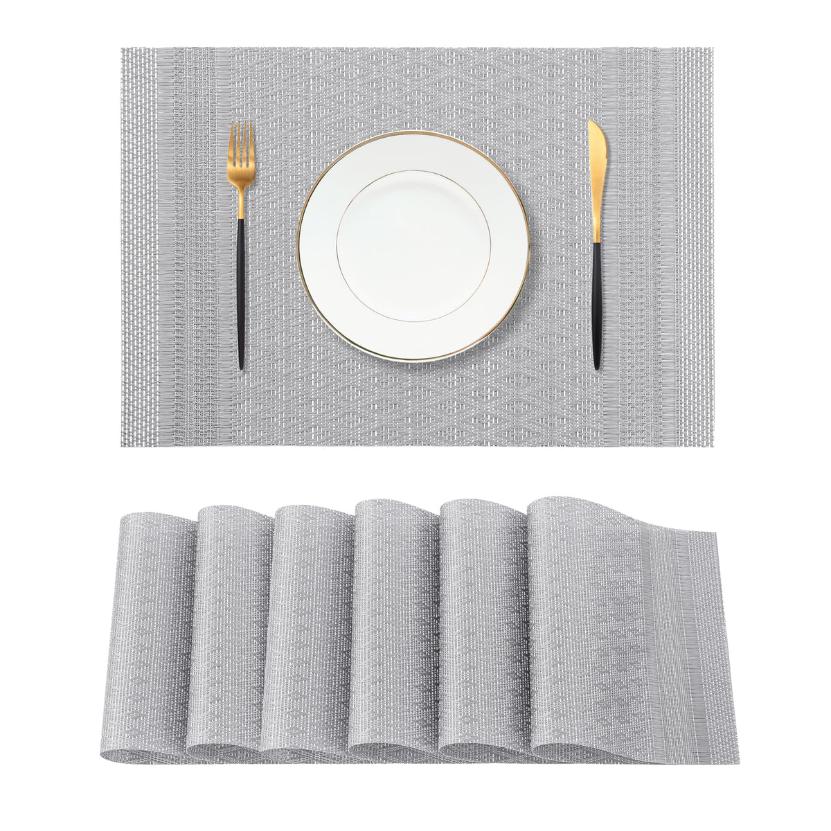 Leetaltree Light Brown Placemats Set of 8 - Heat Resistant Woven Vinyl