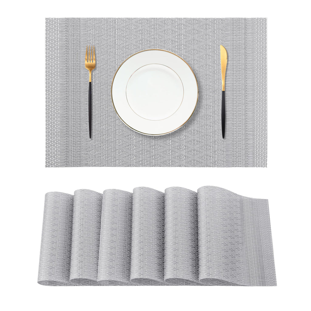 Leetaltree Bean Green Woven Placemats Set of 8 - Heat Resistant Non-Slip Place Mats for Dining Table, Washable Durable PVC Table Mats(Bean Green, 8)